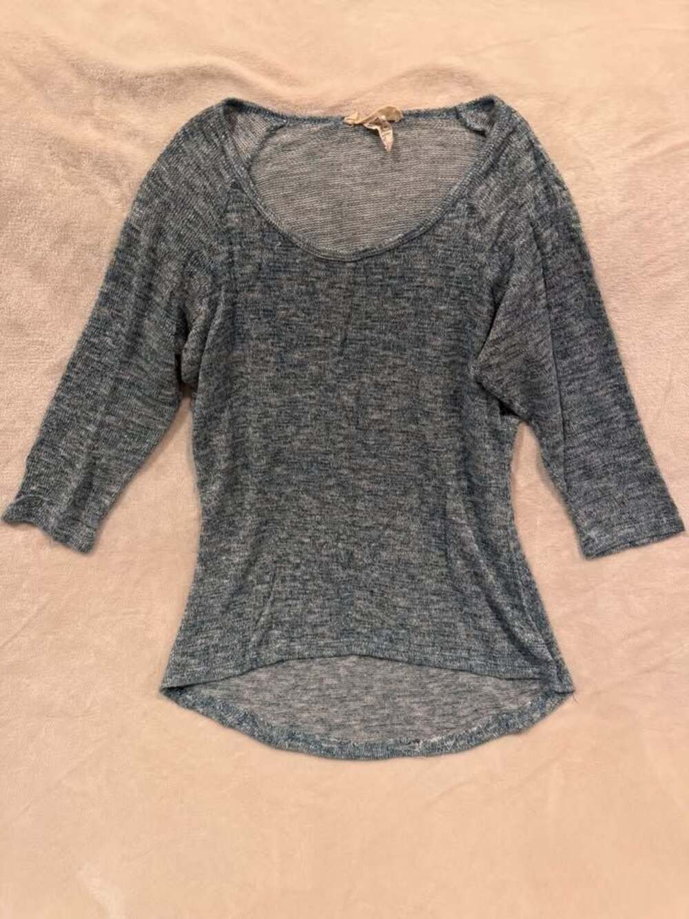 Blue Marl Knit 3/4 Sleeve Top by Janeric in Womens Medium